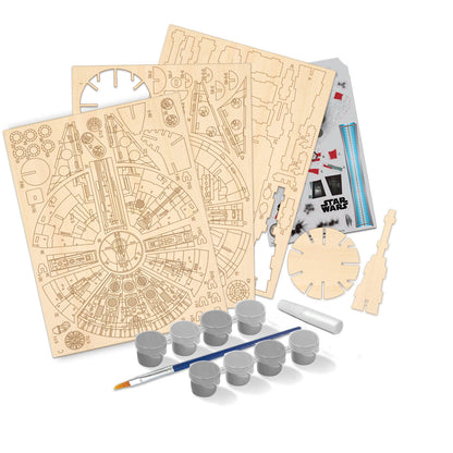 Imagine - Macheta de asamblat, Wood WorX - Star Wars - Millennium Falcon, cu 80+ piese din lemn + vopsea, pensula si adeziv inclus