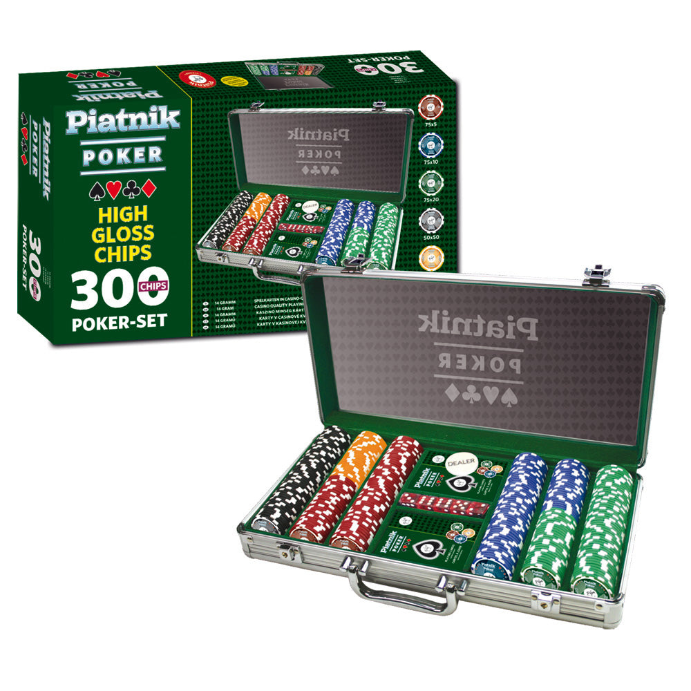 Imagine Set Poker profesional, 300 jetoane de cazinou de 14 grame, 2 pachete carti de joc, 5 zaruri - Piatnik