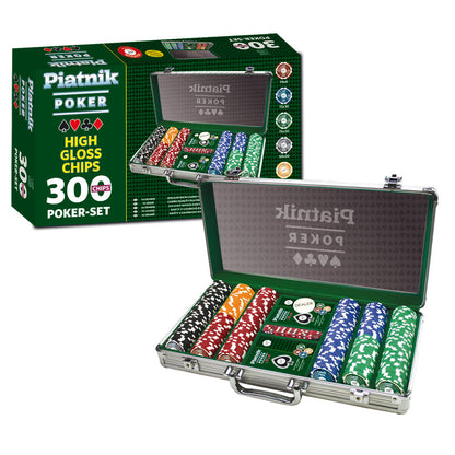 Imagine Set Poker profesional, 300 jetoane de cazinou de 14 grame, 2 pachete carti de joc, 5 zaruri - Piatnik