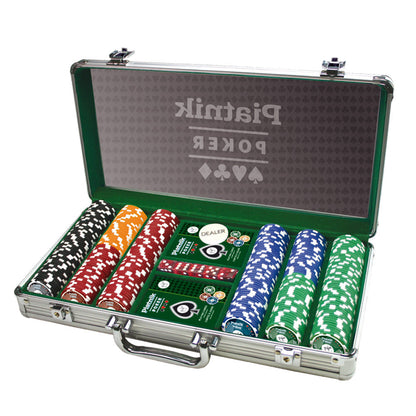 Imagine Set Poker profesional, 300 jetoane de cazinou de 14 grame, 2 pachete carti de joc, 5 zaruri - Piatnik
