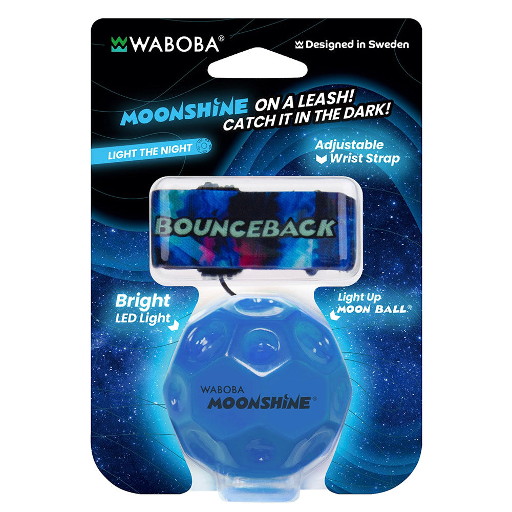 Minge hiper saritoare, cu sistem de prindere - Waboba Bounceback Moonshine, cu led, lumineaza la aruncare, culori asortate
