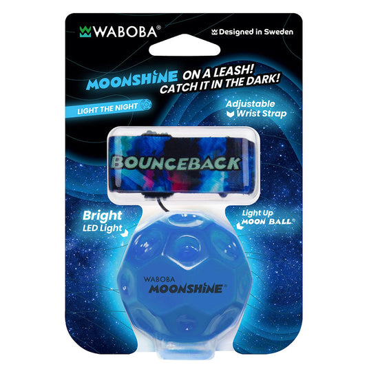 Minge hiper saritoare, cu sistem de prindere - Waboba Bounceback Moonshine, cu led, lumineaza la aruncare, culori asortate