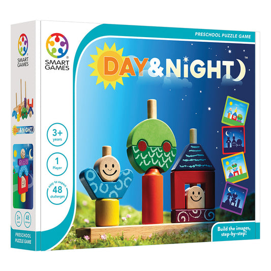 Smart Games - Day & Night, joc de logica cu 48 de provocari, 2+ ani, editie internationala