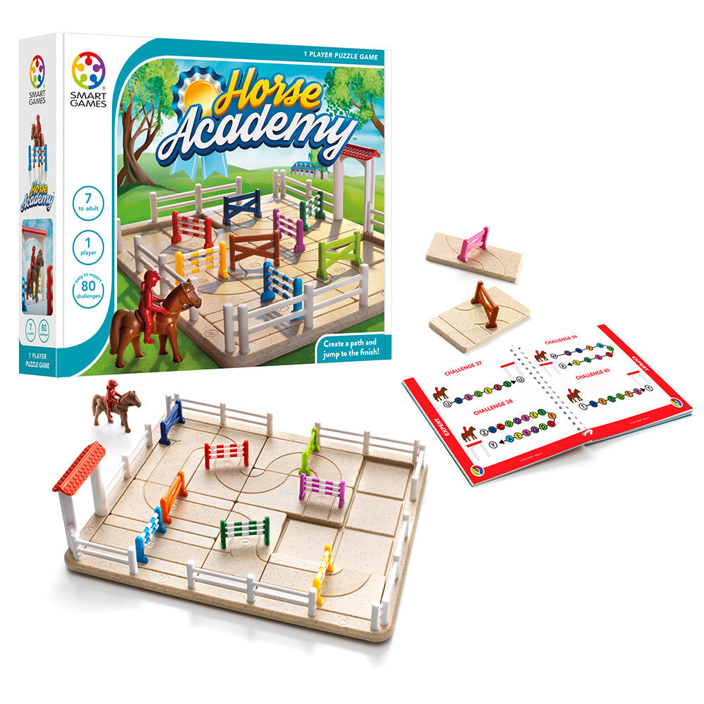 Smart Games - Horse Academy, joc de logica cu 80 de provocari, 7+ ani, editie internationala