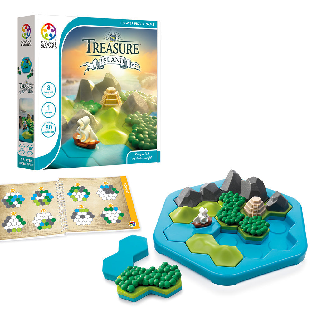 Intelligens játékok – Treasure Island, logikai játék 80 kihívással, 8+ éves, nemzetközi kiadás