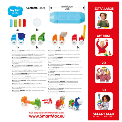 Joc magnetic Smart Max, My First Vehicles, Primele mele vehicule, 13 piese