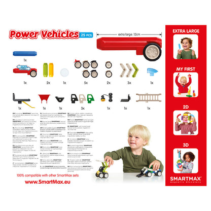 Joc magnetic Smart Max, Power Vehicles, Vehicule cu motor, 25 piese
