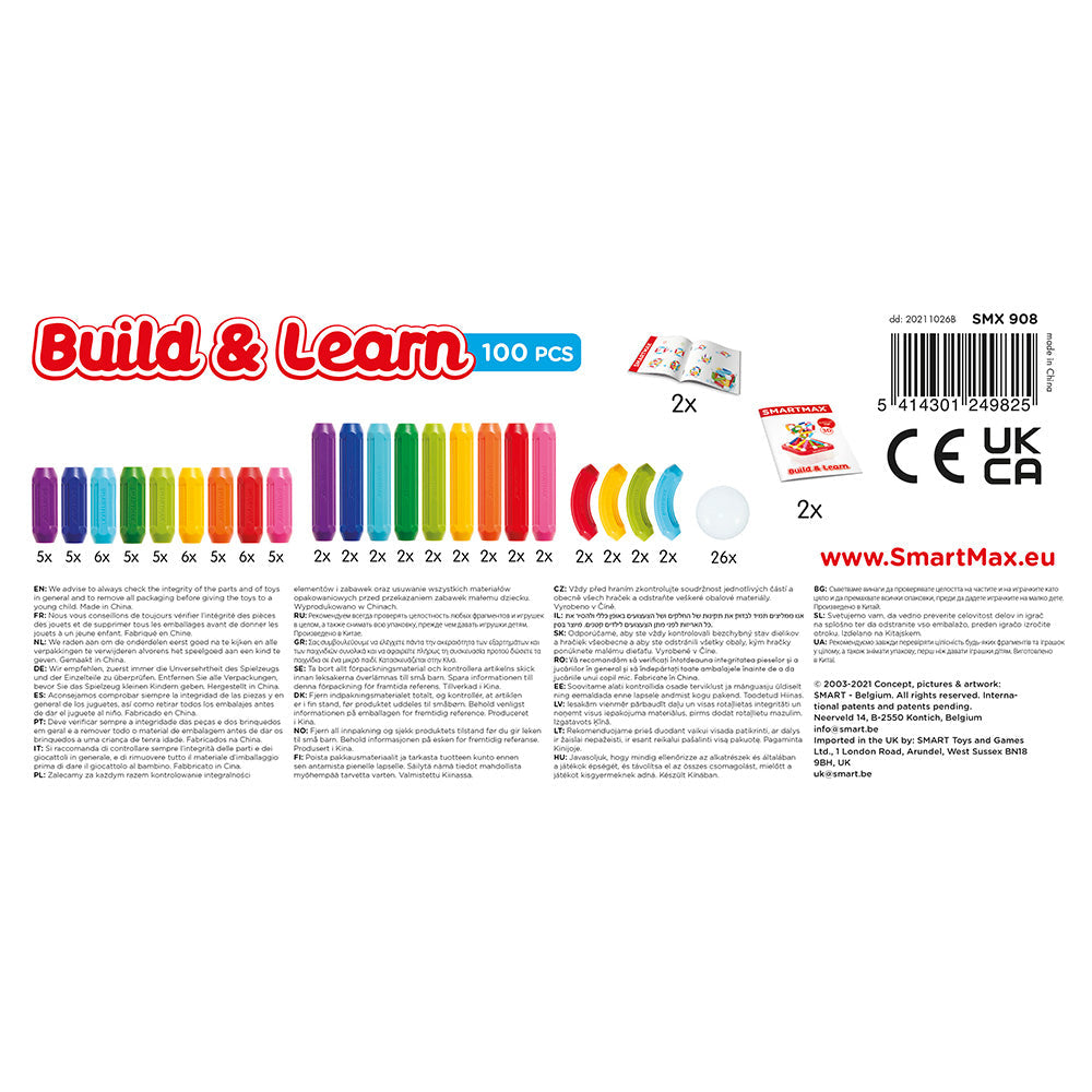Smart Max mágneses játék, Build &amp; Learn, Build and learning, 100 db