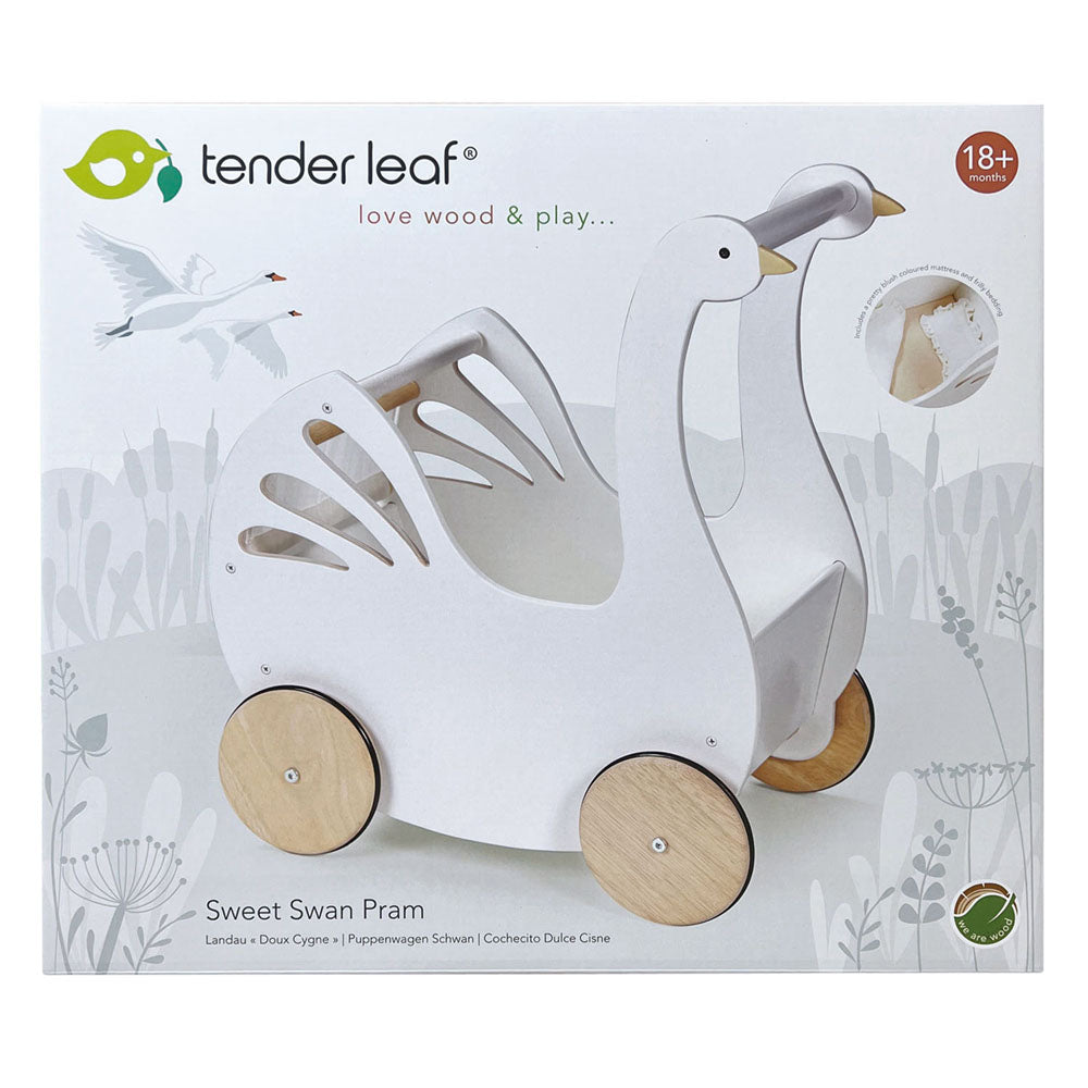 Imagine Carucior Lebada, din lemn premium - Sweet Swan Pram - TL8105