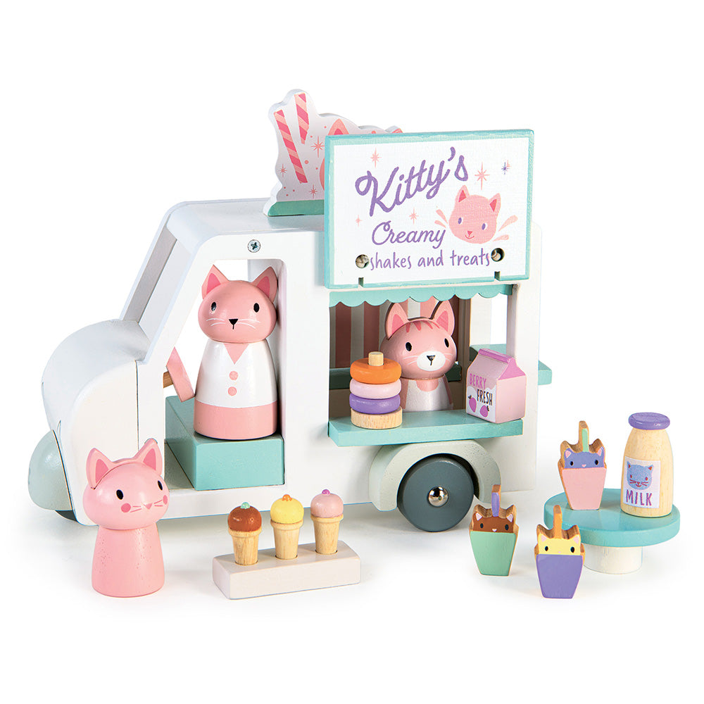 Furgoneta cu milkshake-uri a lui Kitty, din lemn premium - Kitty's Milkshake Van - TL8377