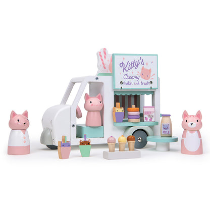 Furgoneta cu milkshake-uri a lui Kitty, din lemn premium - Kitty's Milkshake Van - TL8377