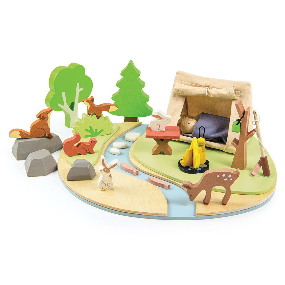 Set de joaca camping in natura, din lemn premium - Wildlife Camping Playset - TL8489