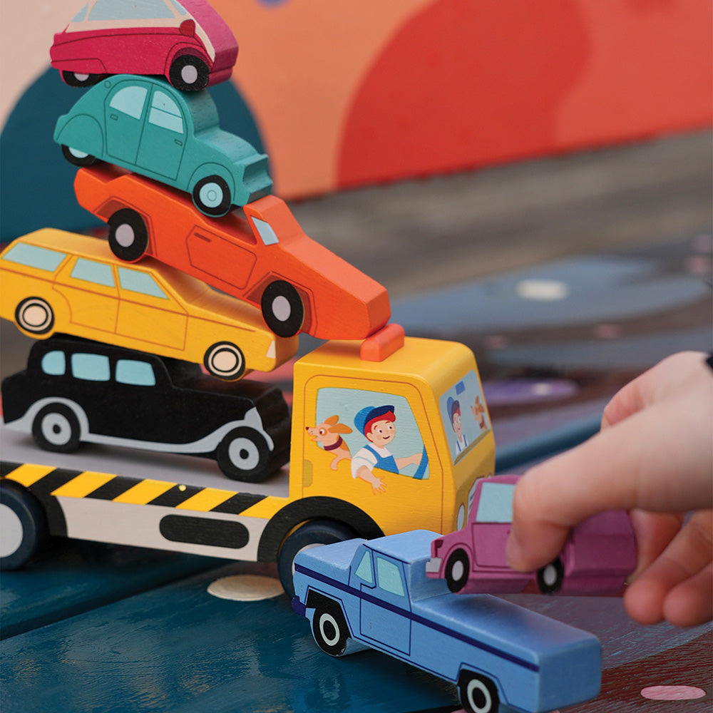 Masinute suprapuse, din lemn premium - Stacking Cars - TL8663