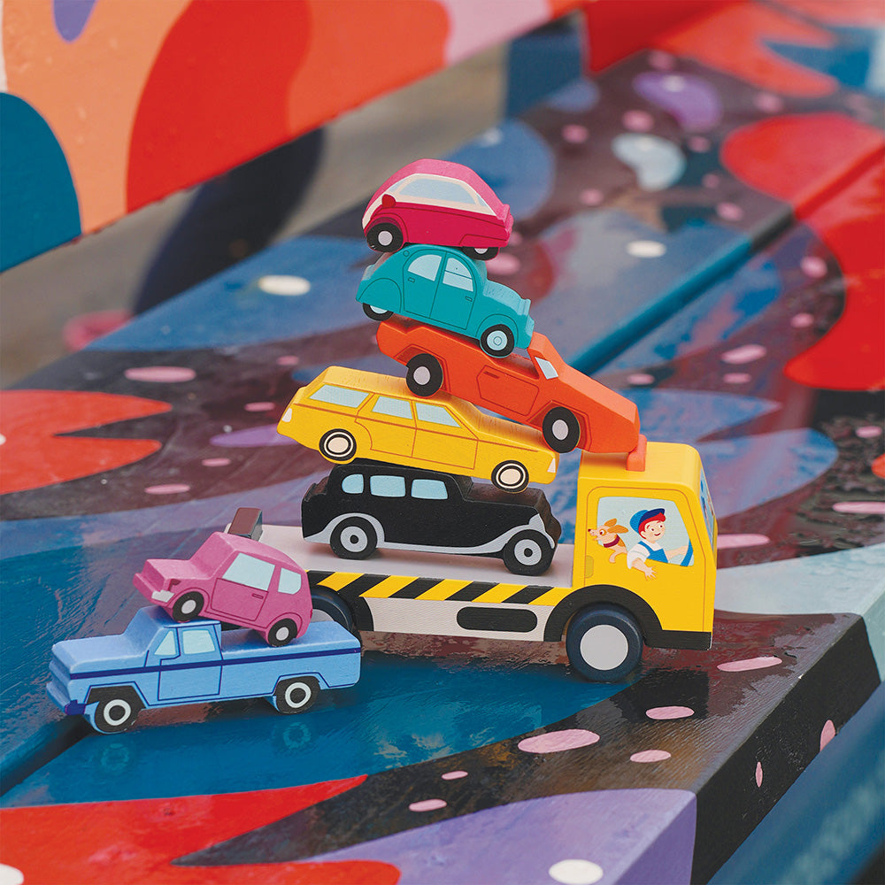Masinute suprapuse, din lemn premium - Stacking Cars - TL8663