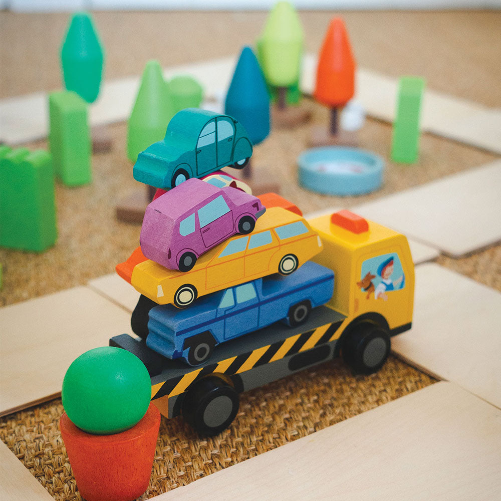 Masinute suprapuse, din lemn premium - Stacking Cars - TL8663