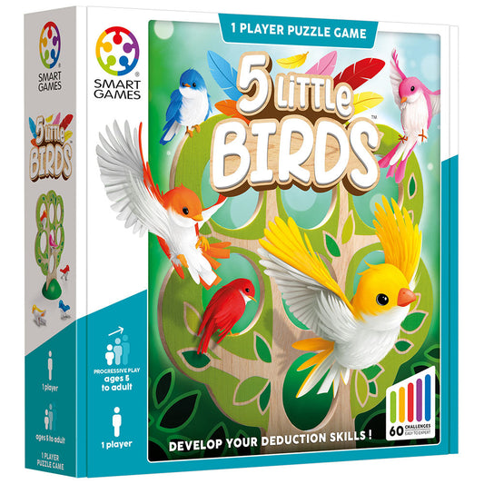 Smart Games - 5 Little Birds, logikai játék 60 kihívással, 5+ év, nemzetközi kiadás