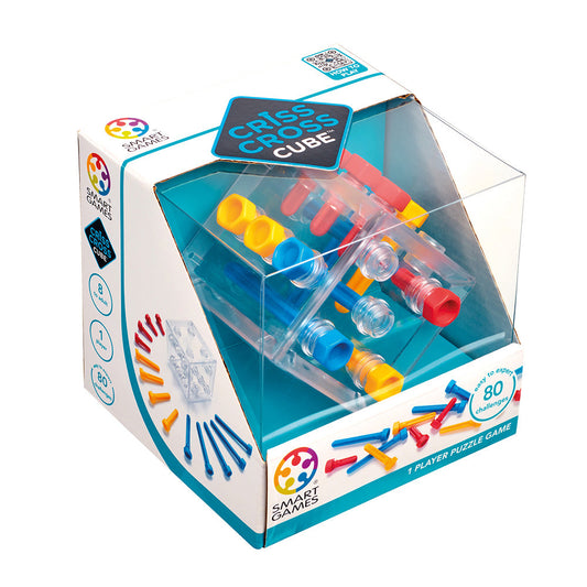 Smart Games - Criss Cross Cube, joc de logica cu 80 de provocari, 8+ ani, editie internationala
