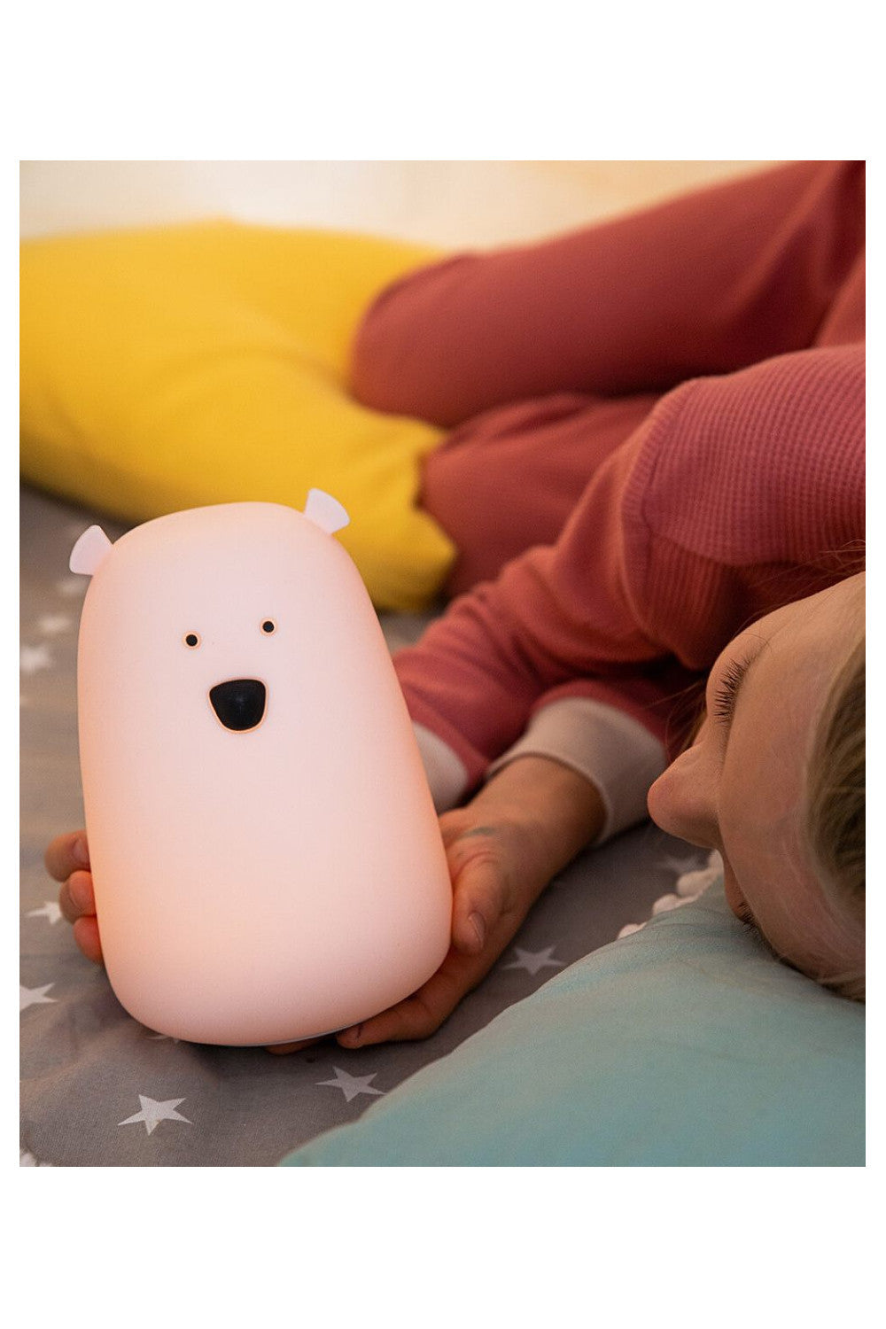 Lampă de veghe Big Bear cu telecomandă Rabbit & Friends – Silicon, 7 culori LED, Roz
