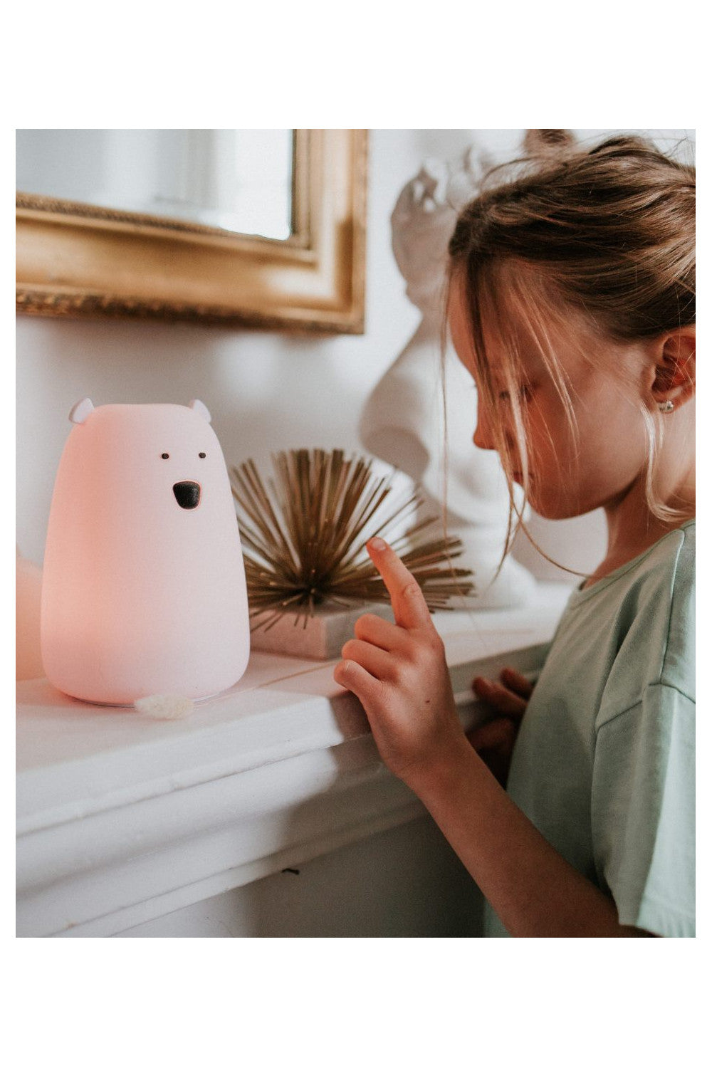 Lampă de veghe Big Bear cu telecomandă Rabbit & Friends – Silicon, 7 culori LED, Roz