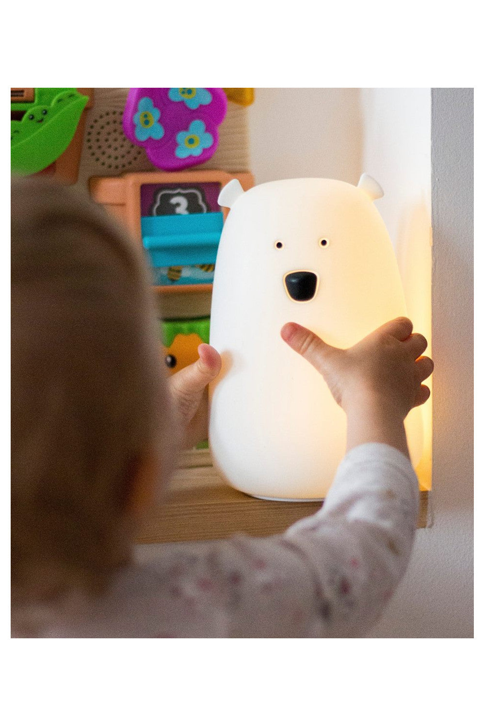 Lampă de veghe Big Bear cu telecomandă Rabbit & Friends – Silicon, 7 culori LED, Alb