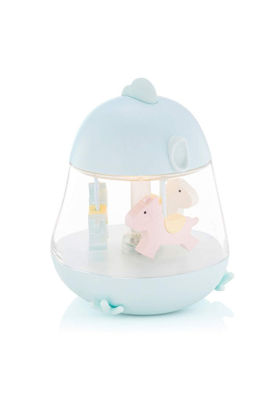 Lampă de veghe Chicklet Rabbit & Friends cu carusel și cutie muzicală, LED multicolor, încărcare USB, Albastru