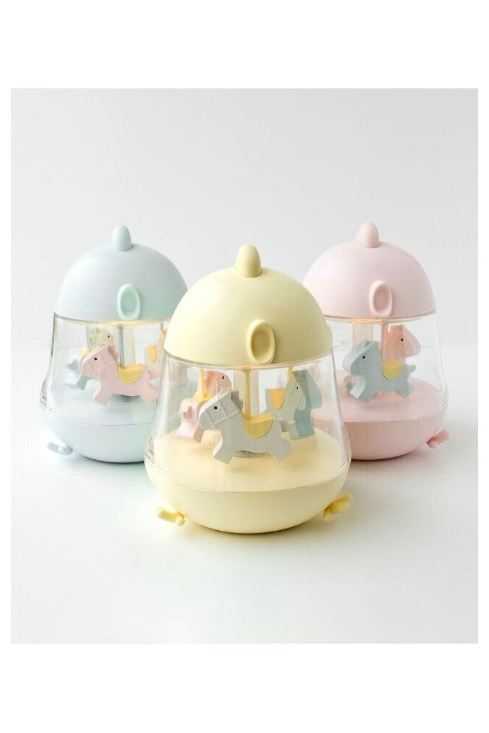 Lampă de veghe Chicklet Rabbit & Friends cu carusel și cutie muzicală, LED multicolor, încărcare USB, Roz