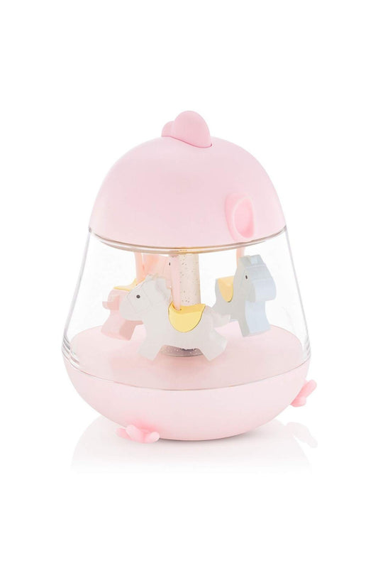 Lampă de veghe Chicklet Rabbit & Friends cu carusel și cutie muzicală, LED multicolor, încărcare USB, Roz