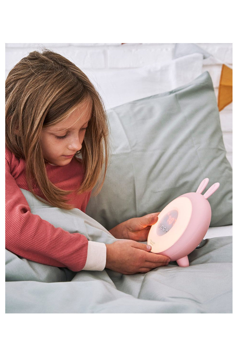 Ceas deșteptător cu lumină Wake-Up Rabbit & Friends, funcție sunrise/sunset, LED, Roz