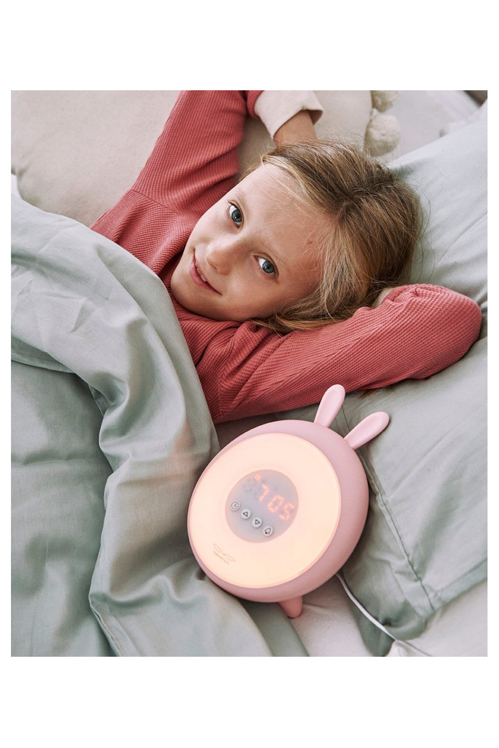 Ceas deșteptător cu lumină Wake-Up Rabbit & Friends, funcție sunrise/sunset, LED, Roz