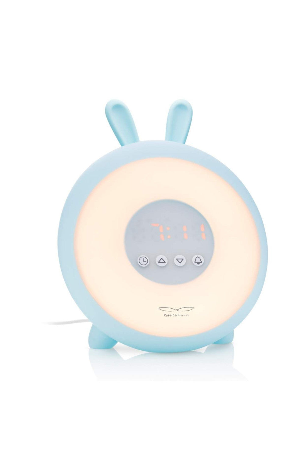 Ceas deșteptător cu lumină Wake-Up Rabbit & Friends, funcție sunrise/sunset, LED, Albastru