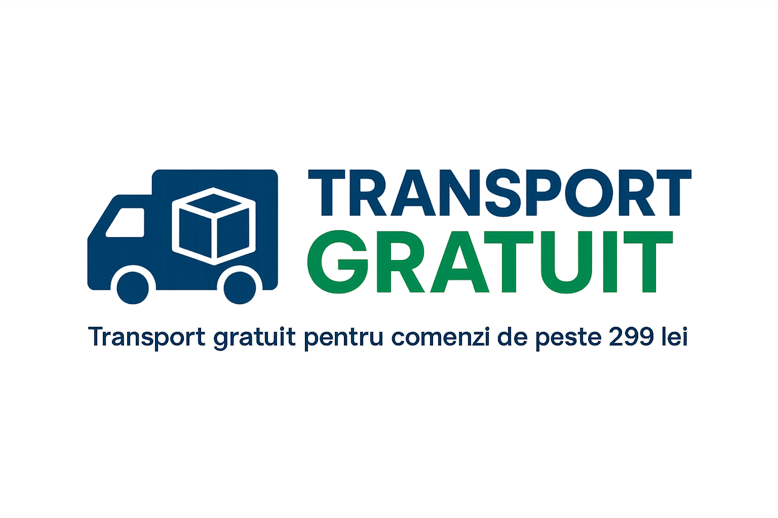 logo transport gratuit, sub logo write : " Transport gratuit pentru comenzi de peste 299 lei"